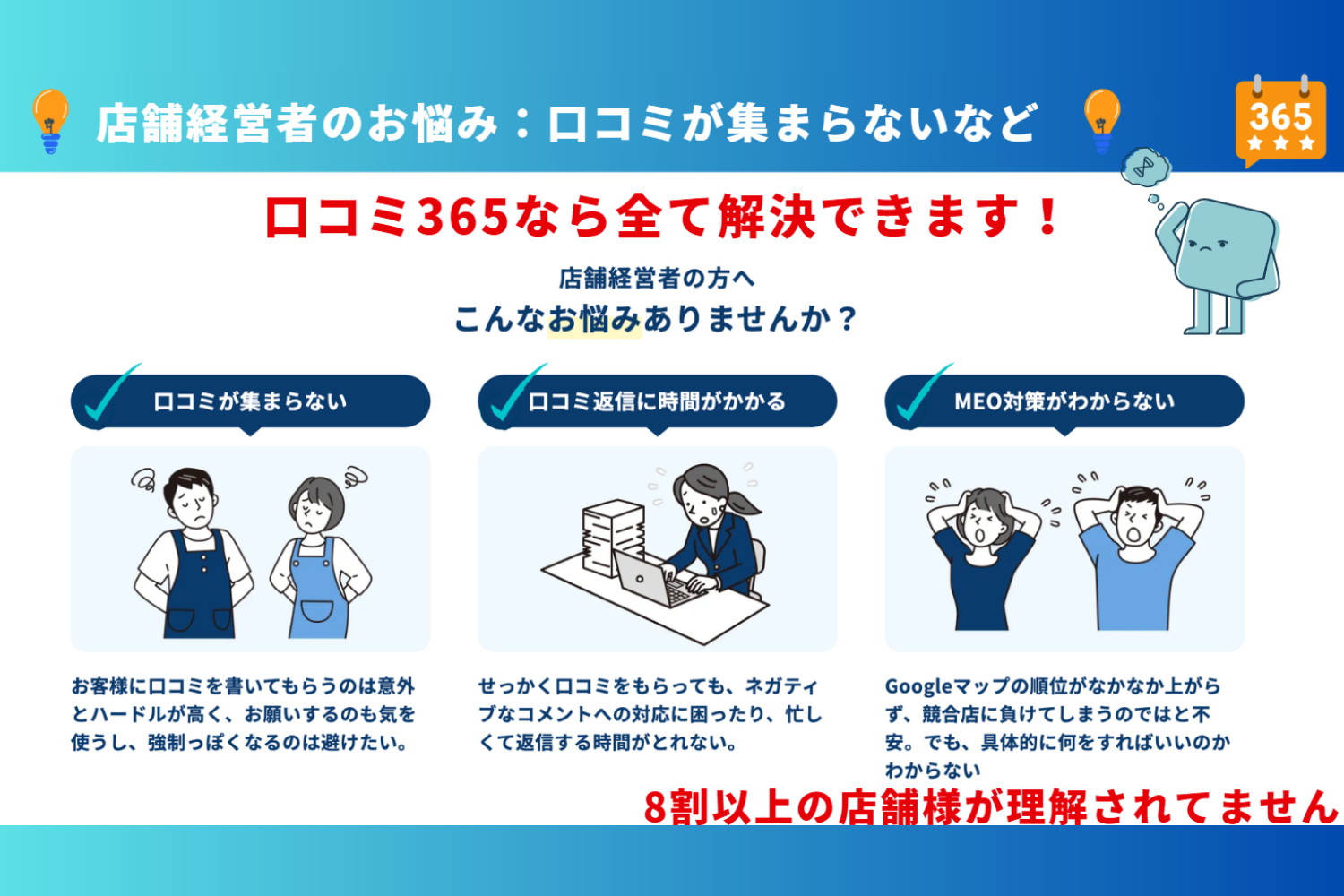 8割の店舗が困っている課題＝売りやすい理由