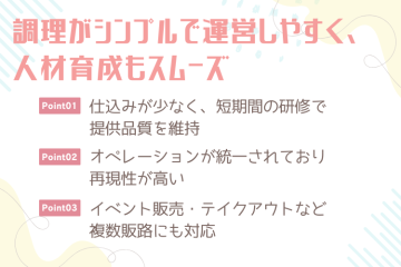 調理がシンプルで運営しやすく、人材育成もスムーズ