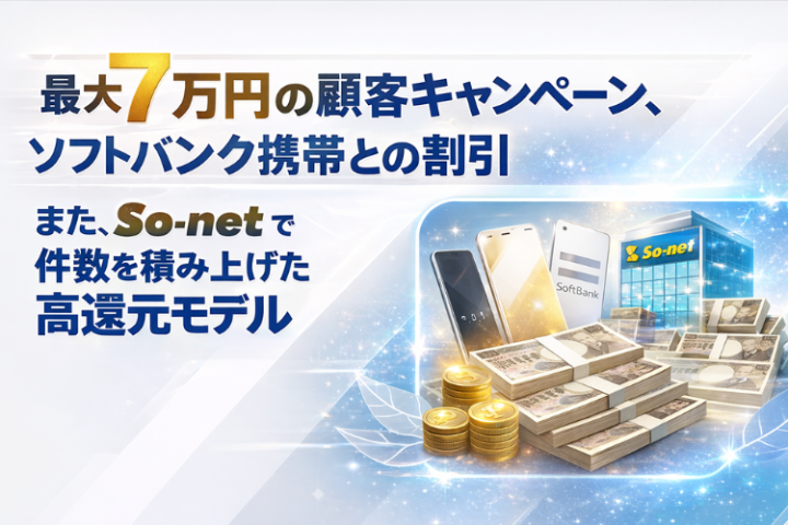最大7万円CP×携帯割引で成約を後押し