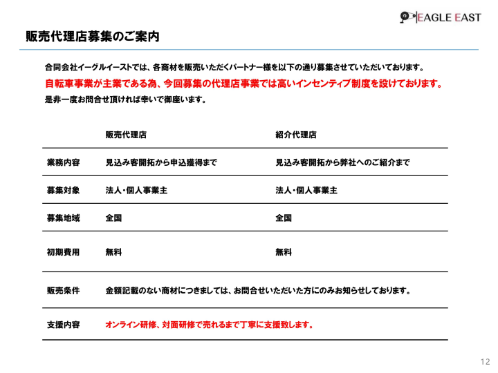紹介だけでもOK!“ノーリスク×高リターン”の代理店制度!