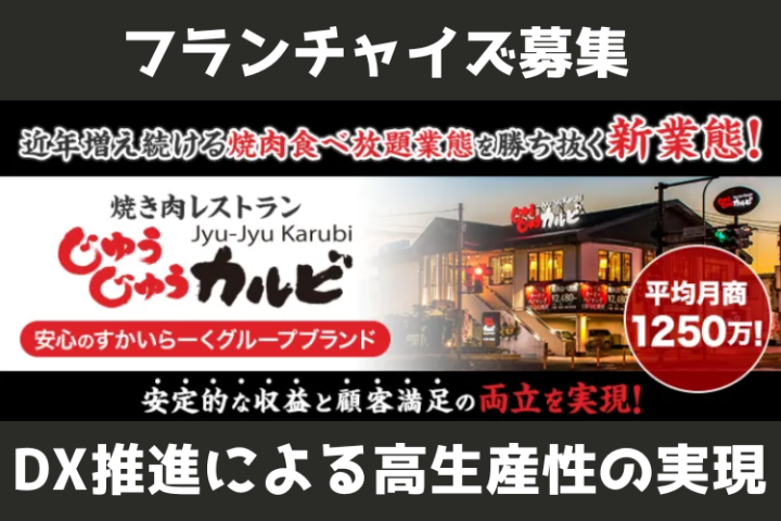焼肉×食べ放題で圧倒的支持！すかいらーくグループ「じゅうじゅうカルビ」フランチャイズ加盟店募集のメイン画像