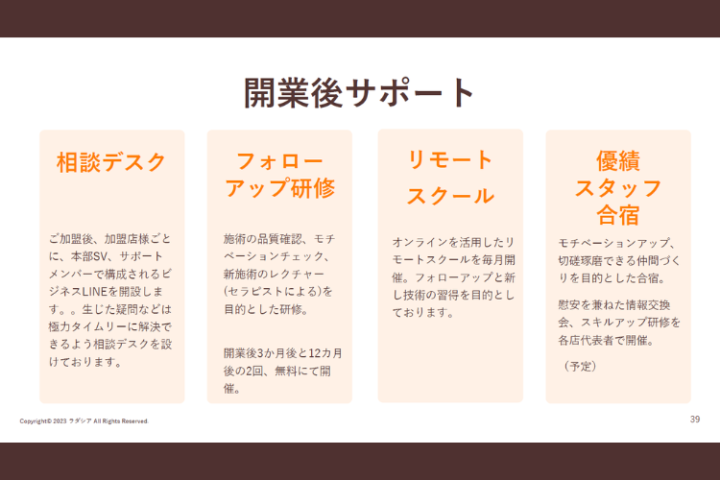 “育てる”フランチャイズだから、未経験でも長く続けられる