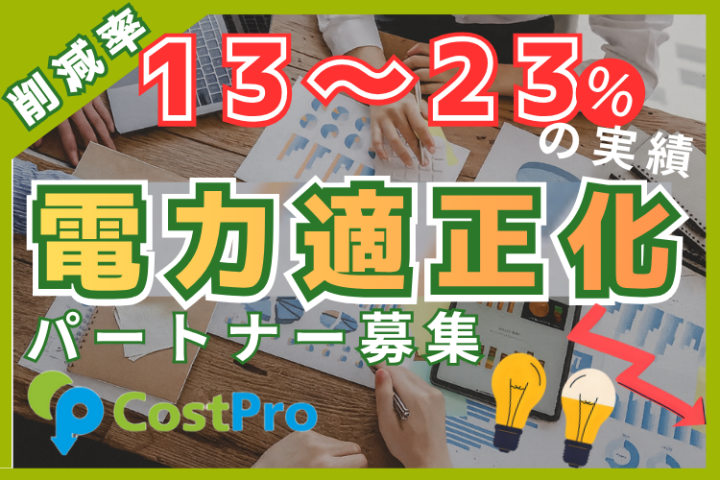 削減率13〜23％実績｜法人向け電力適正化サービス「CostPro」代理店募集のメイン画像