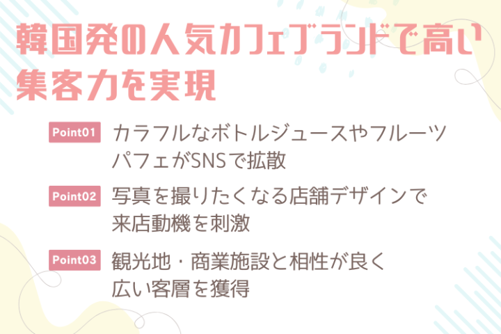 韓国発の人気カフェブランドで高い集客力を実現