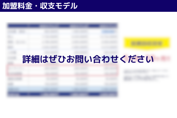 加盟金・収支モデルの詳細は、今すぐ資料でご確認を！