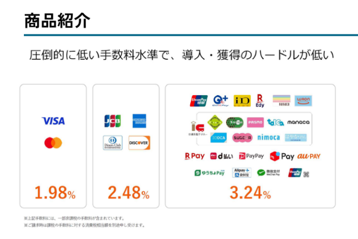 決済手数料1.98%。数字で勝てる代理店商材