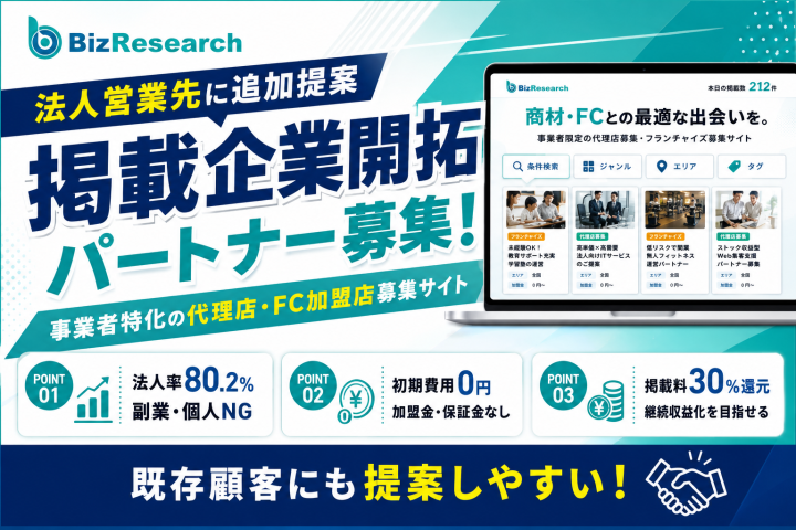 ビズリサーチ代理店募集|代理店・FC募集企業の開拓パートナーのメイン画像